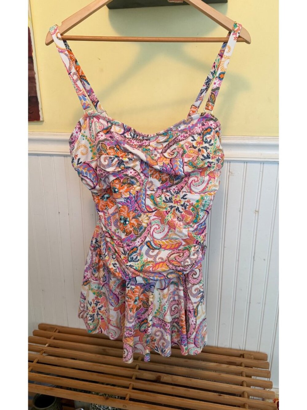 Lauren Ralph Lauren Womens Paisley One-Piece Swimsuit 18W Adjustable Straps Mult